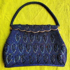 Vintage Beaded Evening Bag with Metal Flap